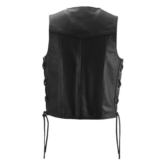 NEW Highway 21 Men's Six Shooter Leather Riding Vest Black S (Small)