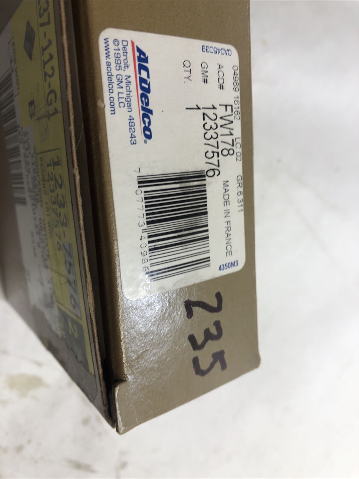 New OEM GM Wheel Bearing-Front Inner ACDelco FW178 12337576