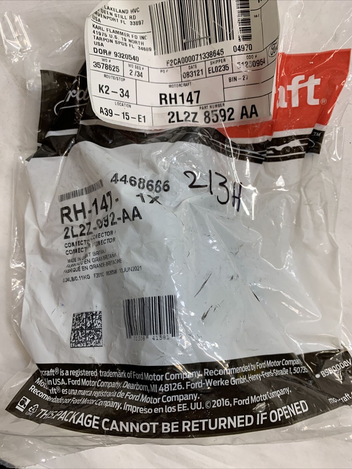 New OEM Ford Coolant Thermostat Housing Connection Water Outlet Motorcraft RH147