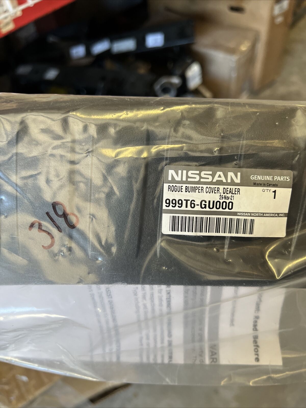 New OEM Genuine Nissan 2008-2015 Rear Bumper Scratch Protector Black 999T6GU000