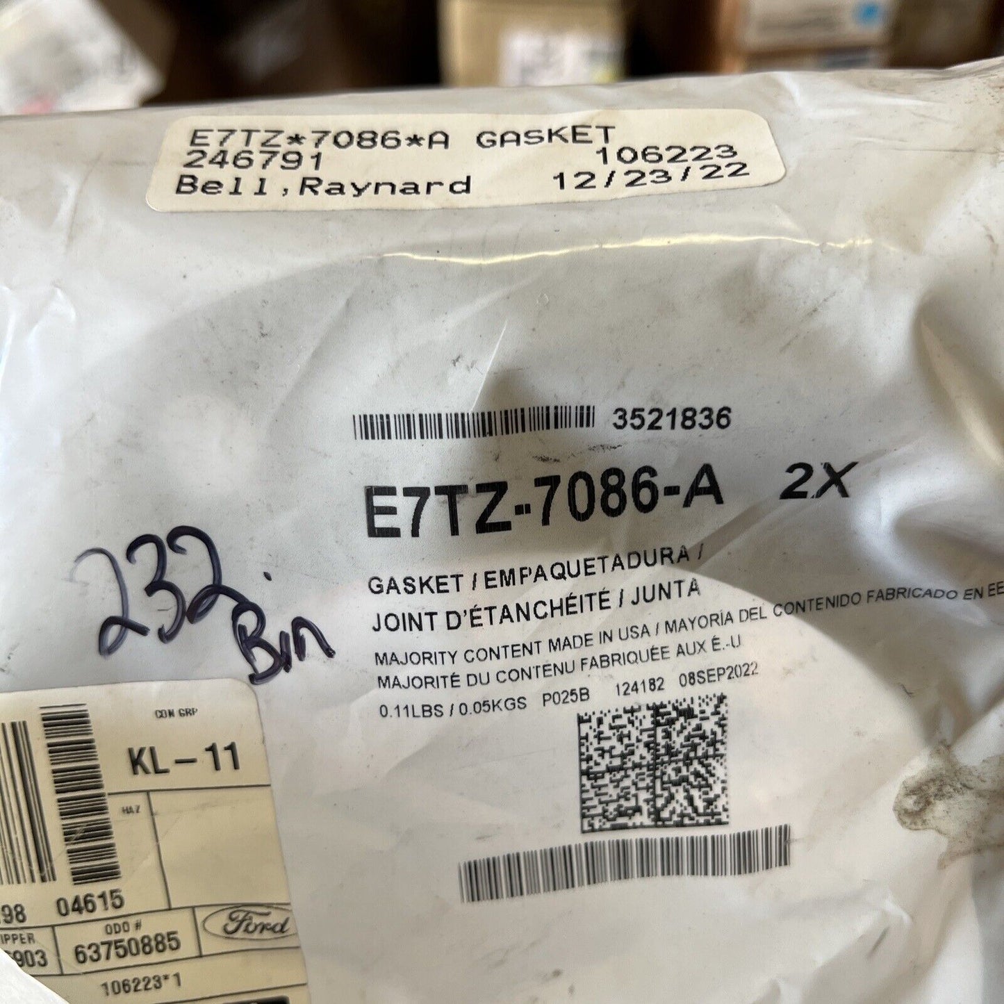 New OEM Genuine Ford Gasket E7TZ7086A