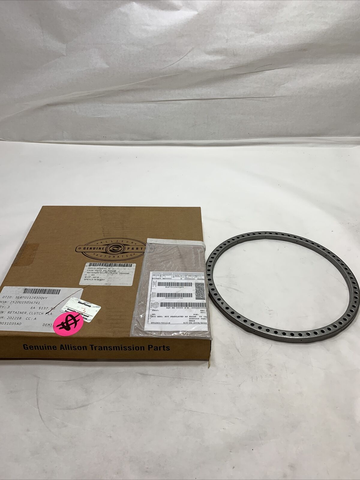 New OEM Allison Clutch Plate Transmission Retainer 5HA238
