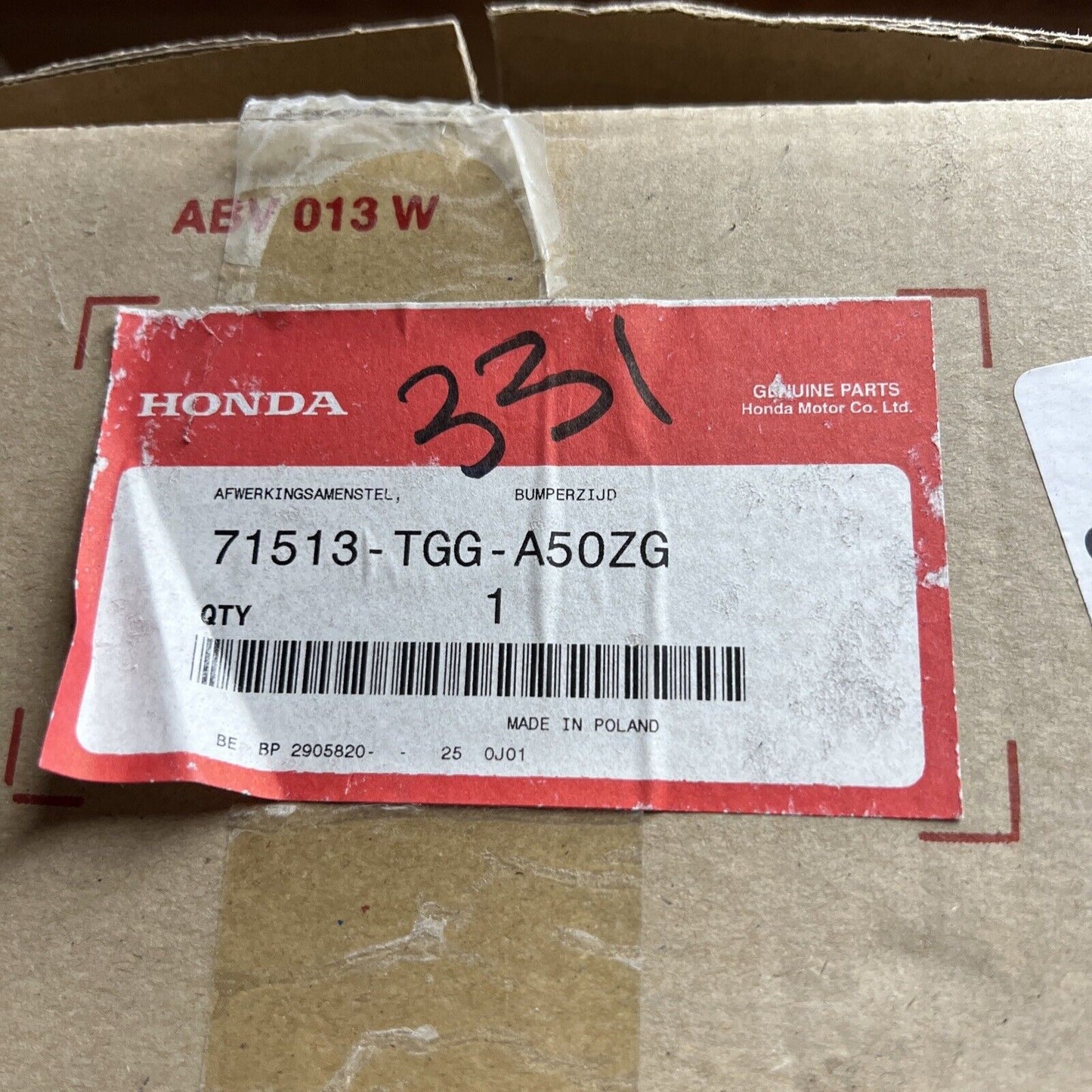 New OEM Genuine Honda Civic 20-21 Bumper Grille Insert Garnish 71513TGGA50ZG