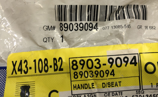 New OEM GM Medium Dark Pewter Left Driver Side Seat Recliner Handle 89039094