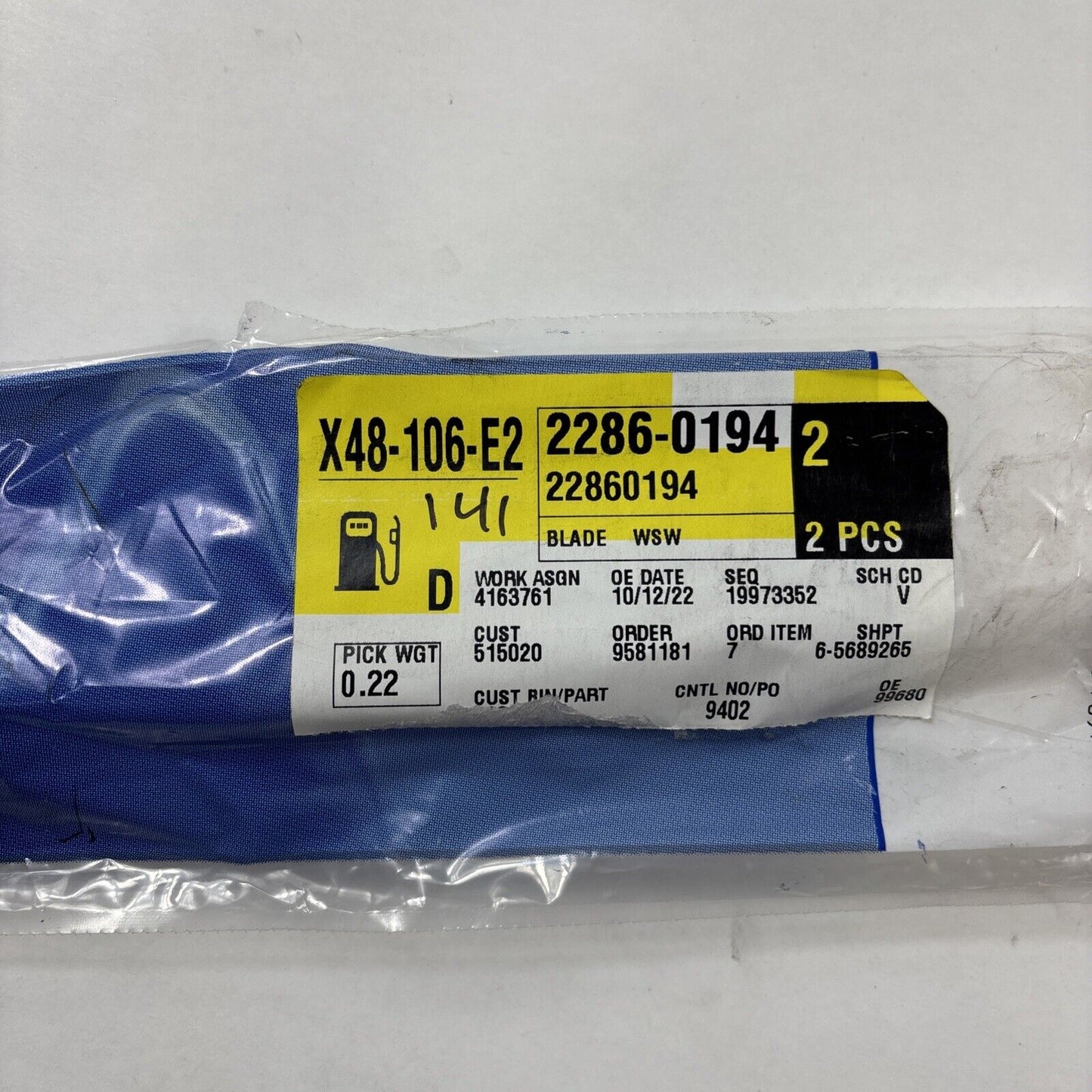 2008-2012 MALIBU PASSENGER SIDE WINDSHIELD WIPER BLADE NEW OEM 22860194