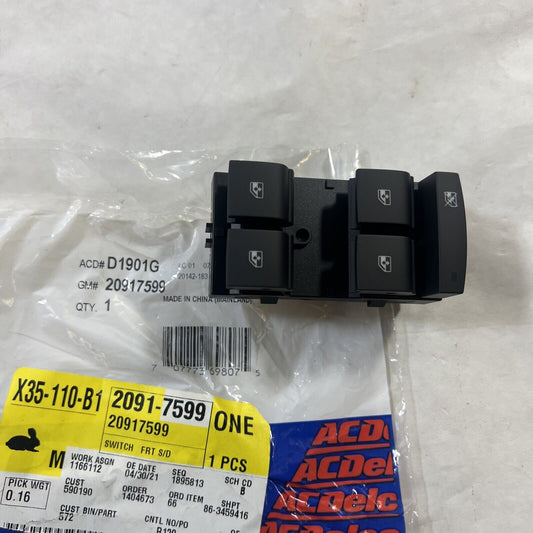 Genuine OEM GM ACDelco D1901G Left Side Master Power Window Switch 20917599