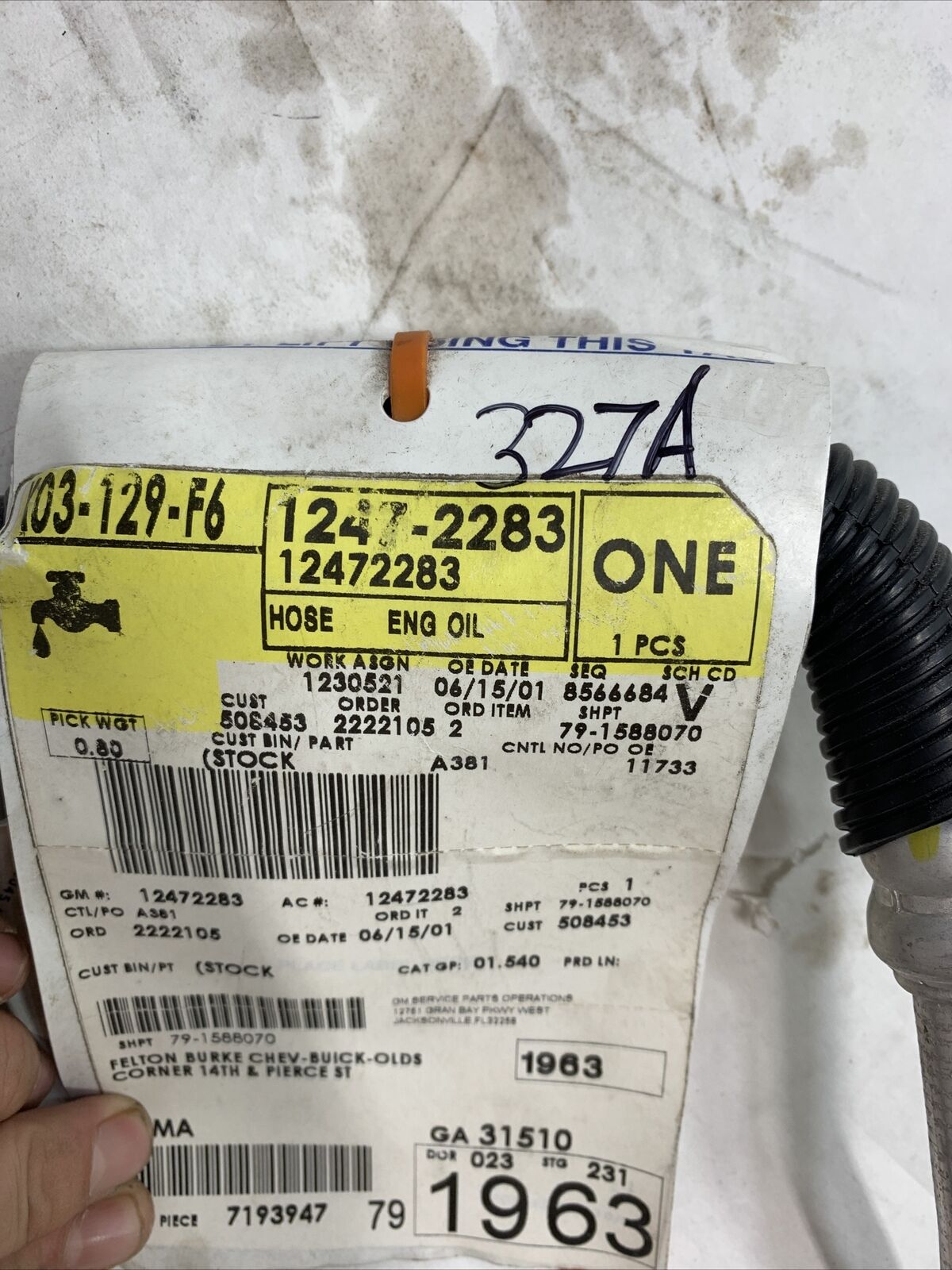 New OEM Genuine GM Upper Engine Oil Cooler Inlet Hose Assembly 12472278