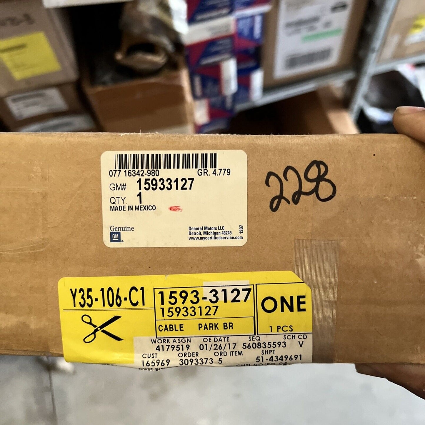 New OEM Genuine GM Chevrolet 2004-2008 Rear Park Brake Cable Assembly 15933127