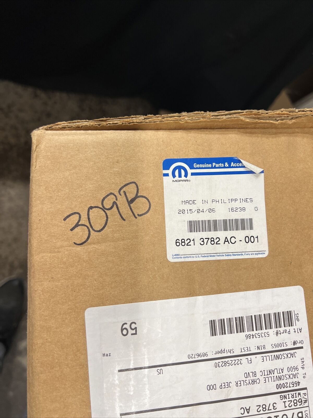 Genuine OEM Mopar Headlamp Dash Wiring 68213782AC