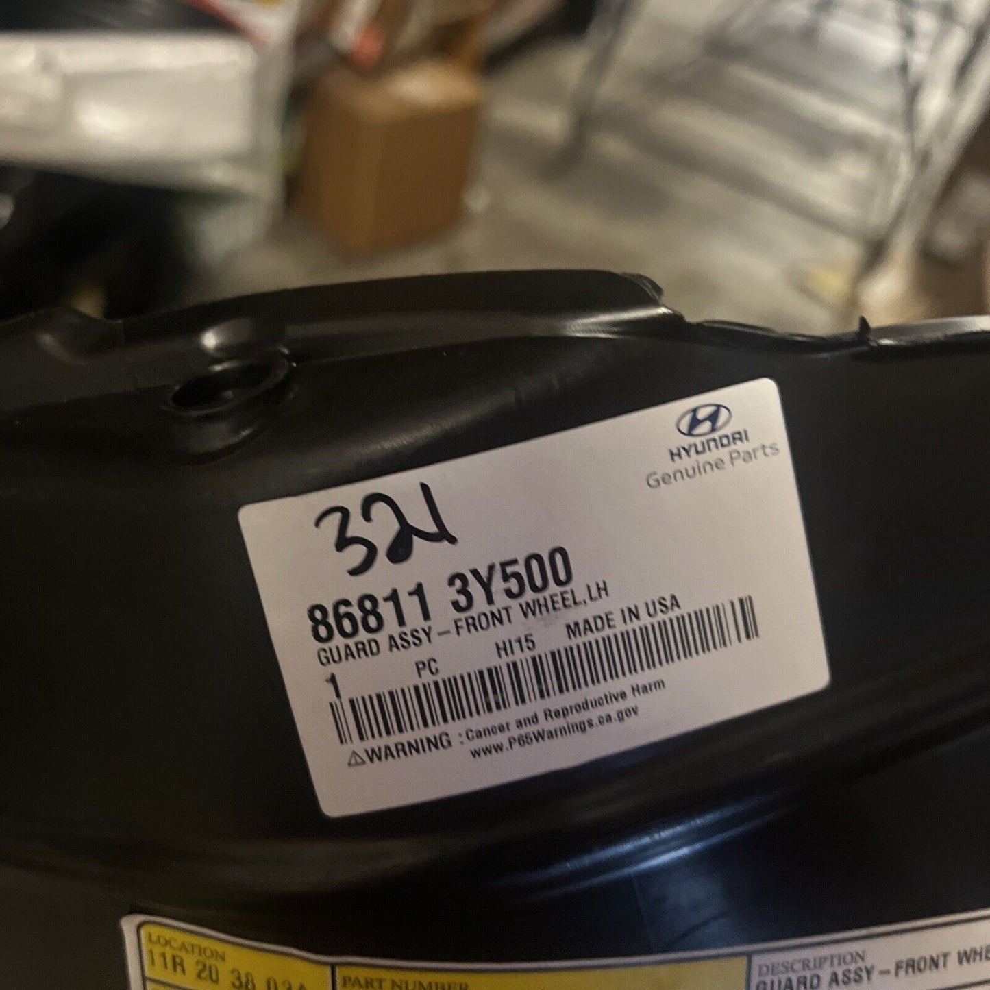 Genuine OEM Hyundai Elantra Front Wheel Guard Assembly 2014-2015 868113Y500