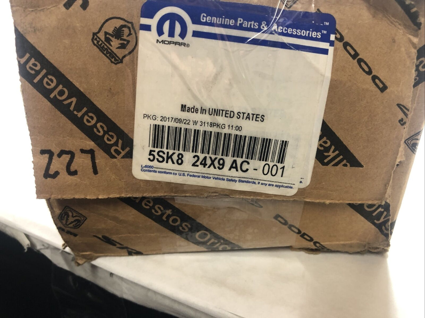 New OEM Mopar Second Row Leather Armrest 5SK824X9AC