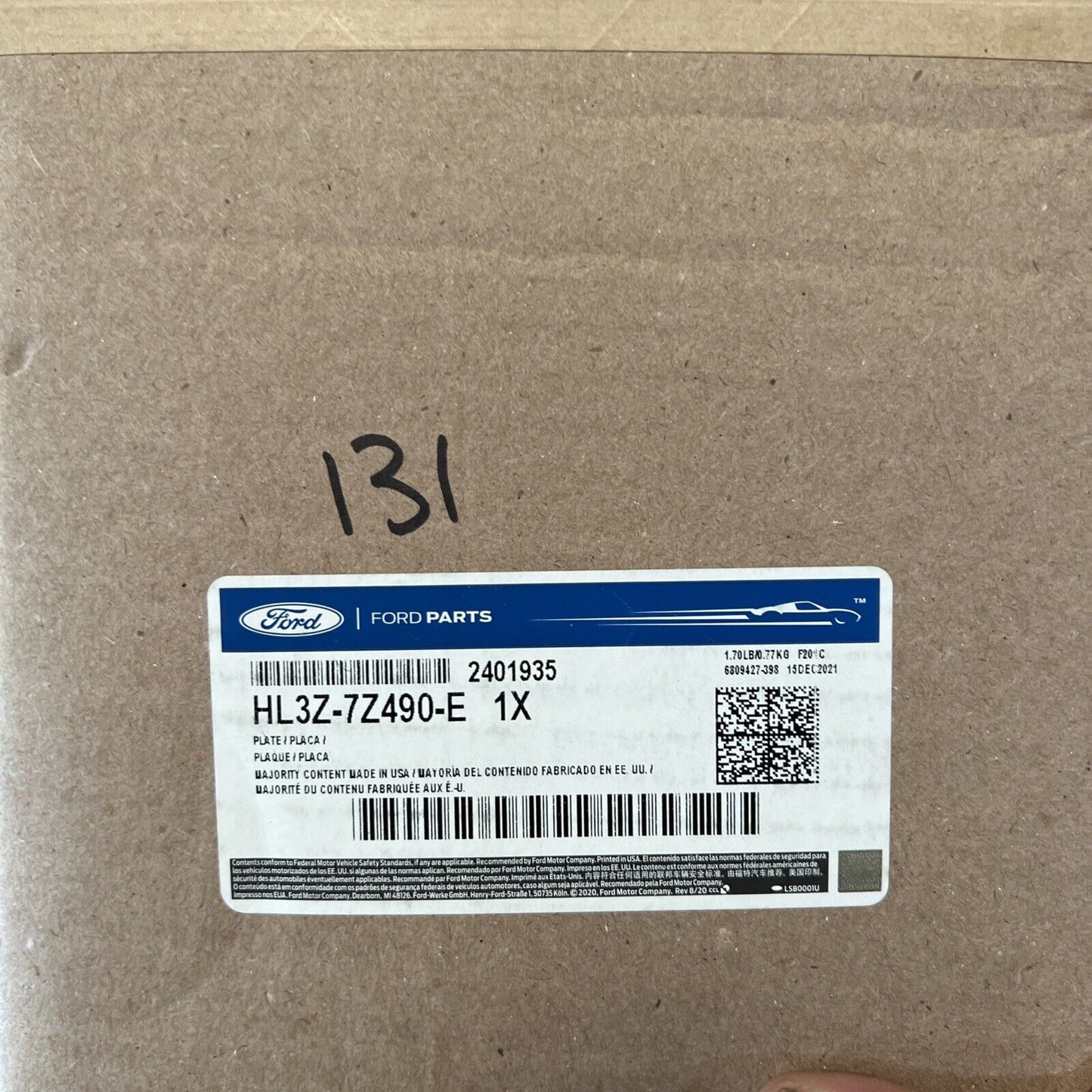 New OEM Genuine Ford Plate And Gasket Assembly HL3Z7Z490E