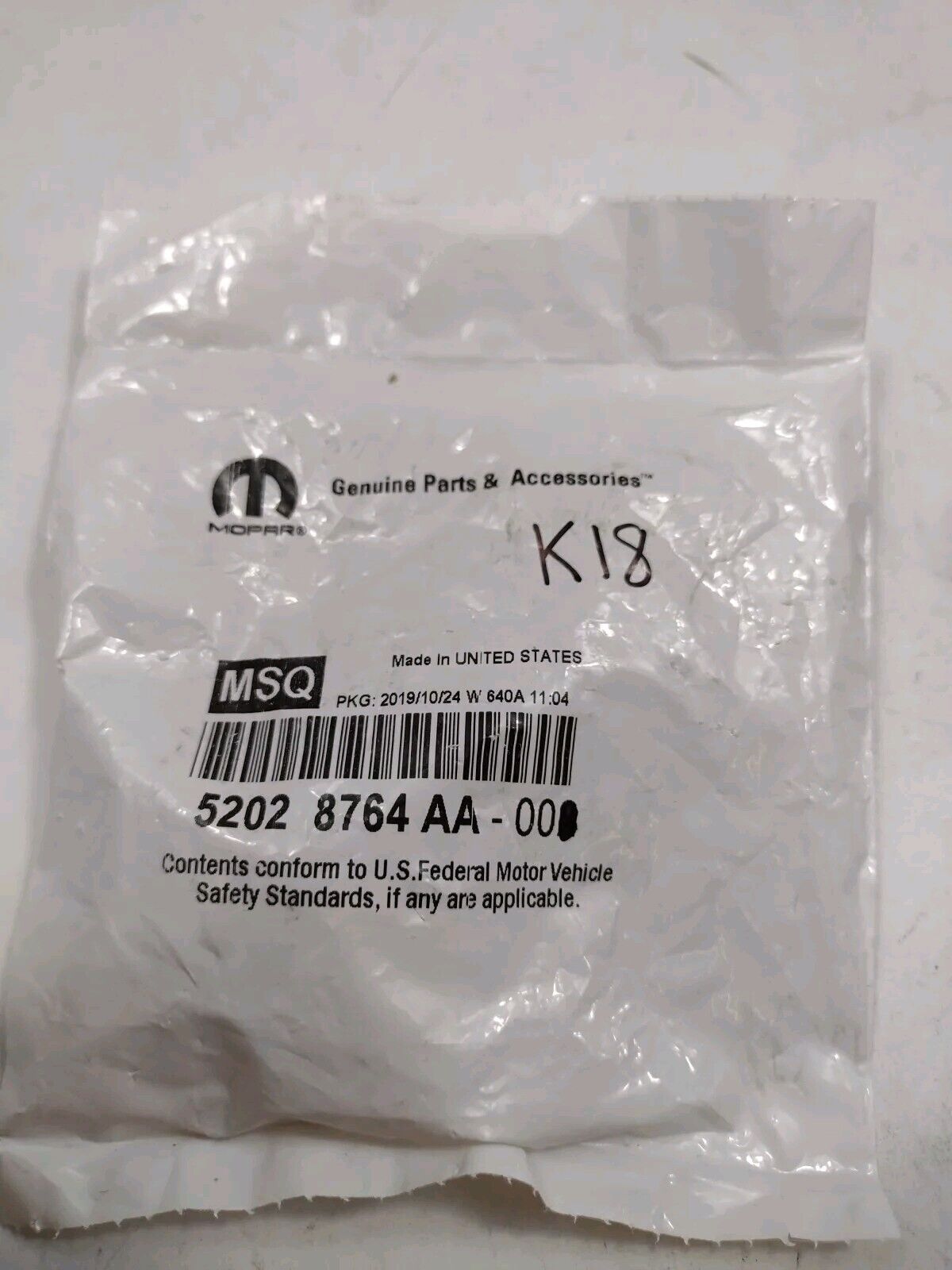 Genuine OEM Mopar Oil Cooler Tube Connector 52028764AA