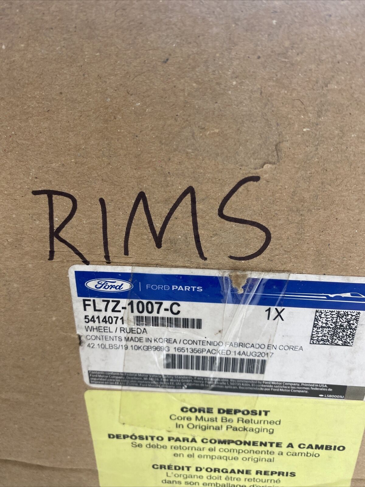 New OEM Genuine Lincoln Navigator 2015-2017 20" OEM Wheel Rim FL7Z1007C