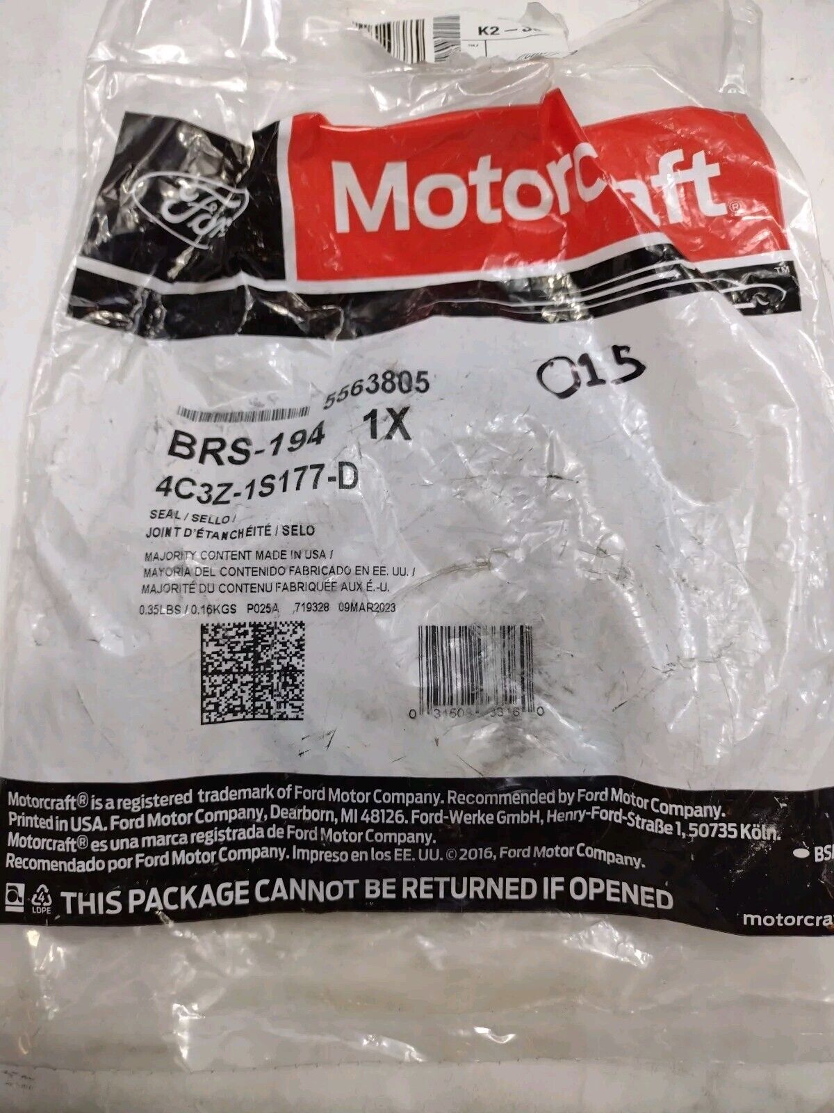 Genuine OEM Motorcraft Rear Axle Wheel Seal BRS194 Transit 15-24 F250 F350 23-24