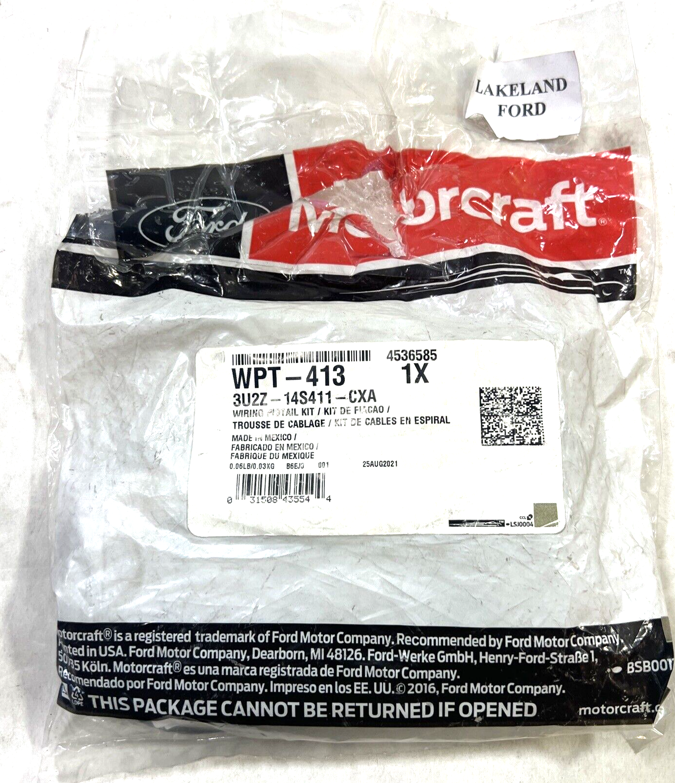 Genuine OEM Ford Wire Assembly Connector Motorcraft WPT413