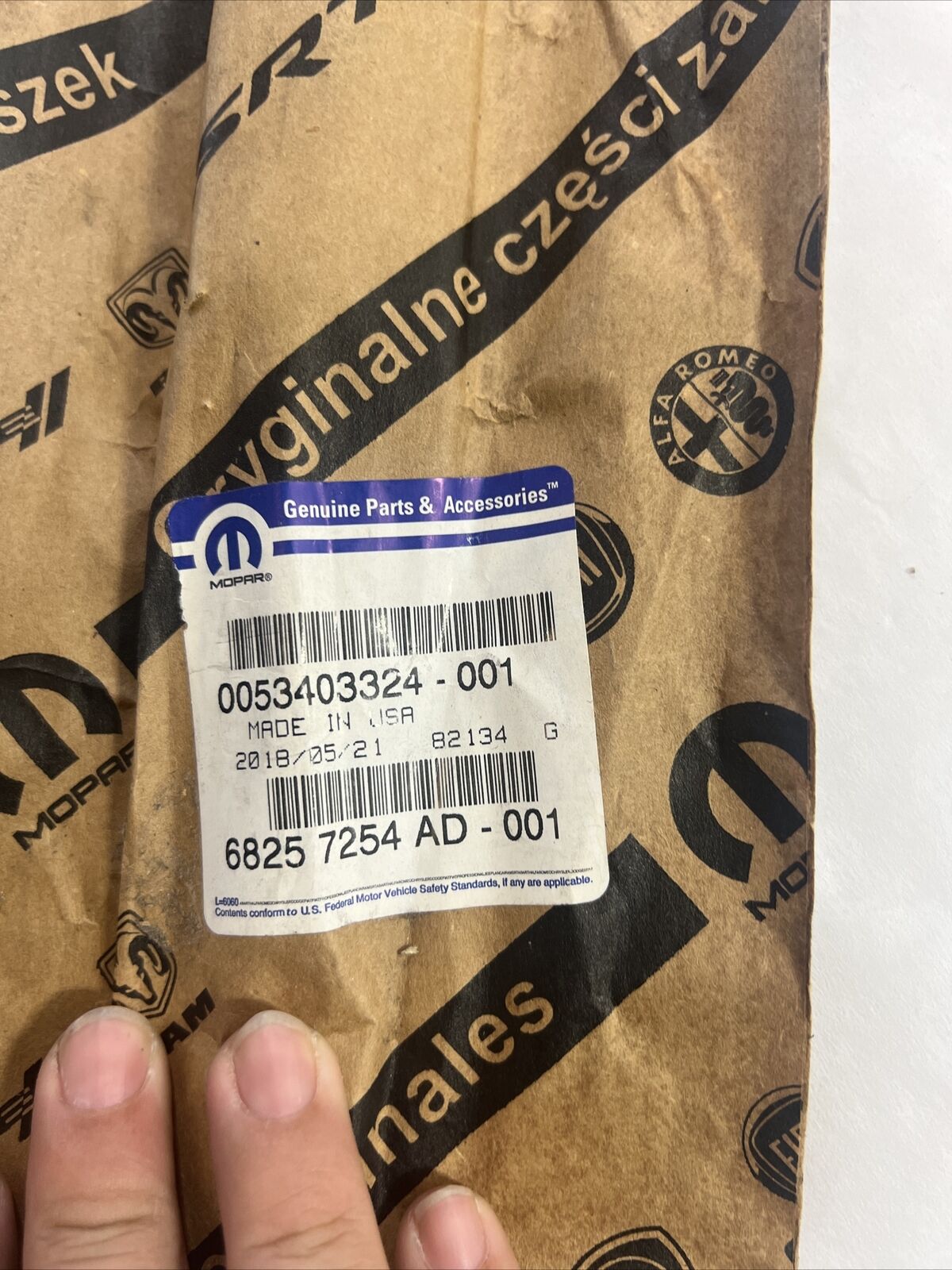 Genuine OEM Mopar Rear Door Belt Outer Weatherstrip 16-22 68257254AE