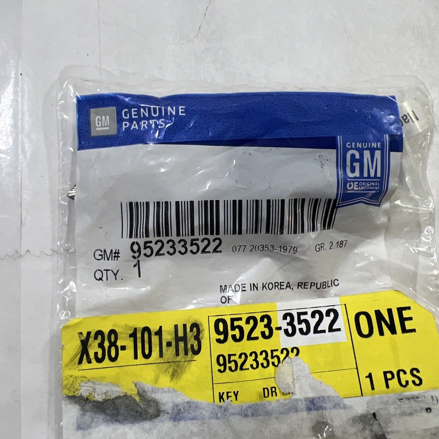 Genuine OEM GM ACDelco Spark Ignition Key 2013-2015 95233522
