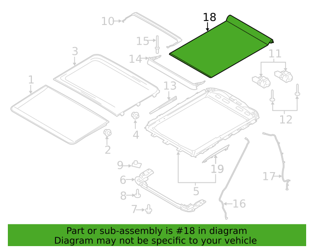 New OEM Genuine Ford F-250 Super Duty 2015-22 Sunroof Cover Grey FL3Z16519A02AA