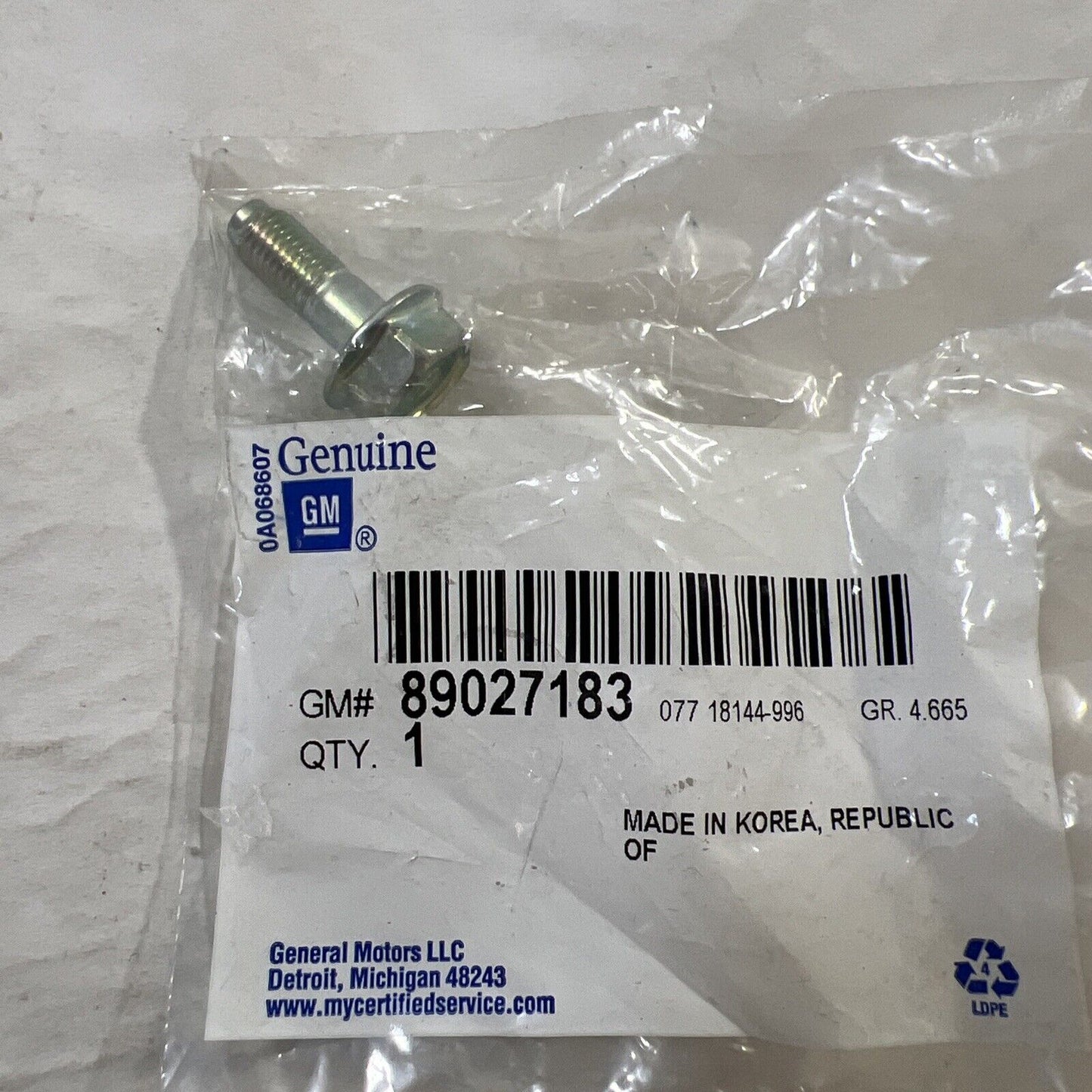Genuine OEM GM Chevrolet Cadillac M8x1 Disc Brake Caliper Pin Bolt 89027183