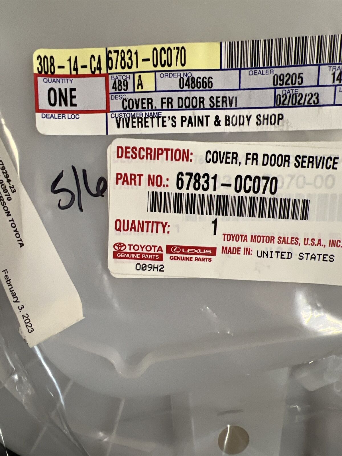 New OEM Genuine Toyota Tundra 2022 Front Door Service Hole Cover 678310C070