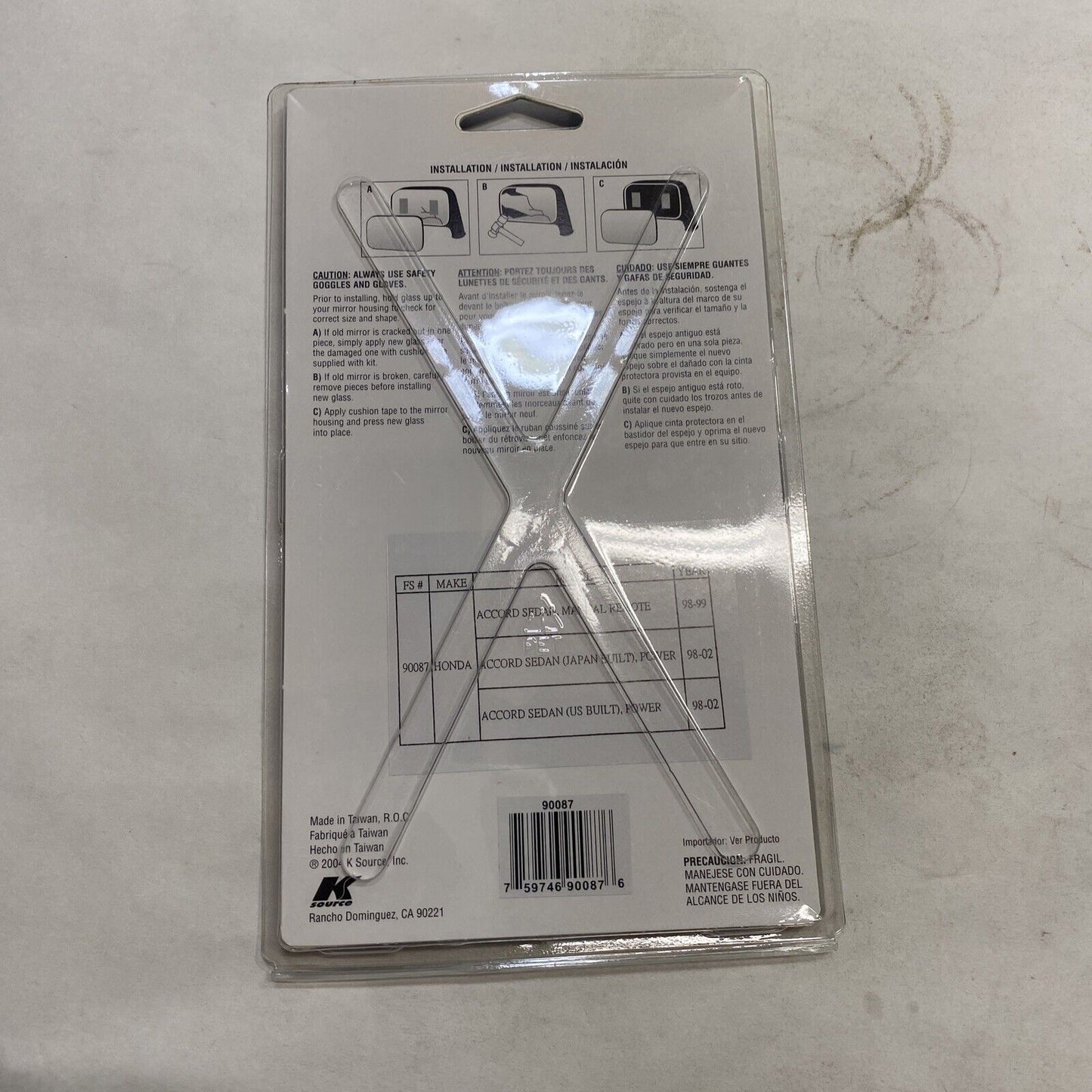 New Fit System Passenger Side Mirror Glass 90087 for Honda Accord Sedan