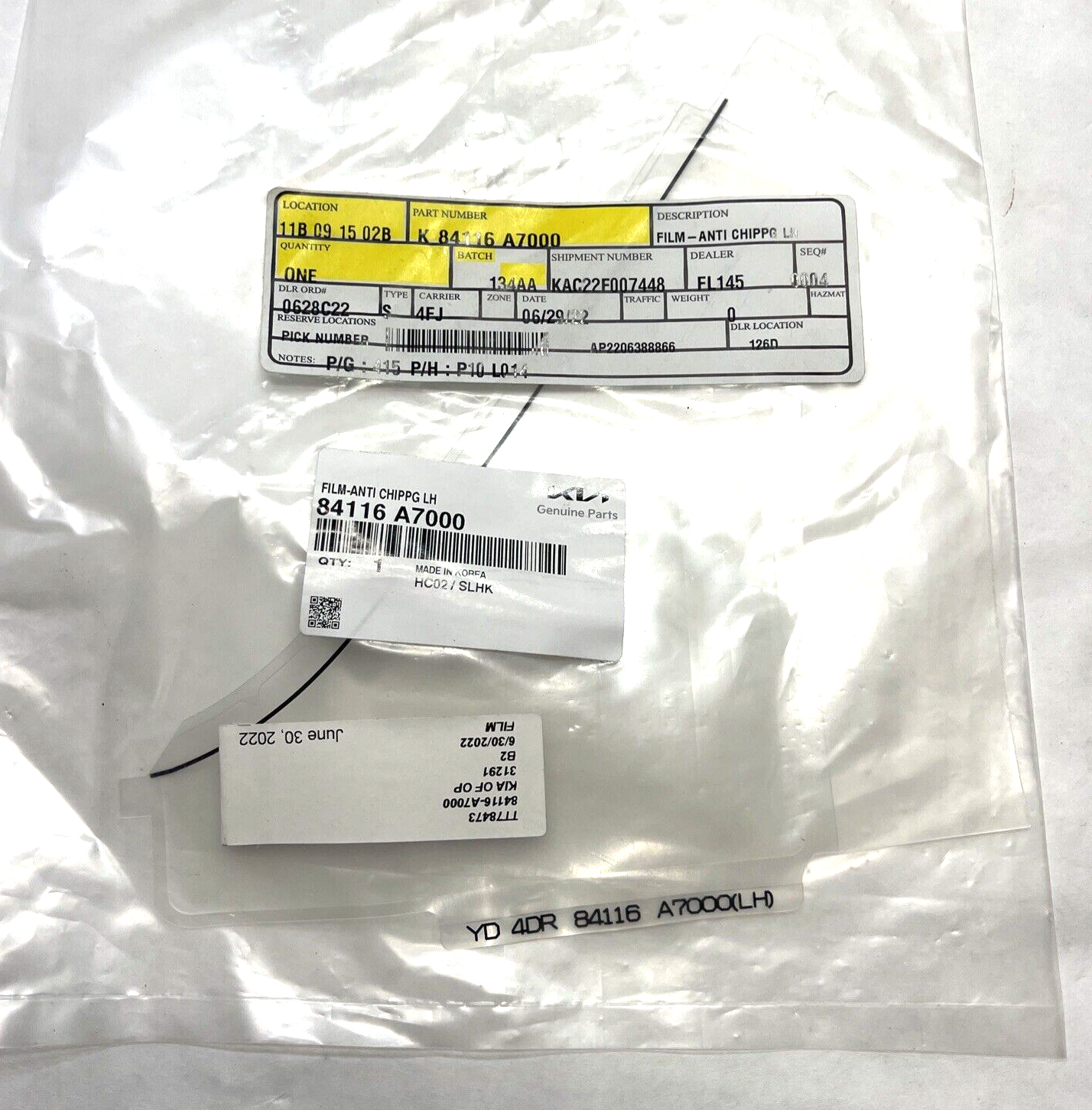 New OEM Genuine Kia Forte 2014-2018 Left Driver Side Stone Guard 84116A7000