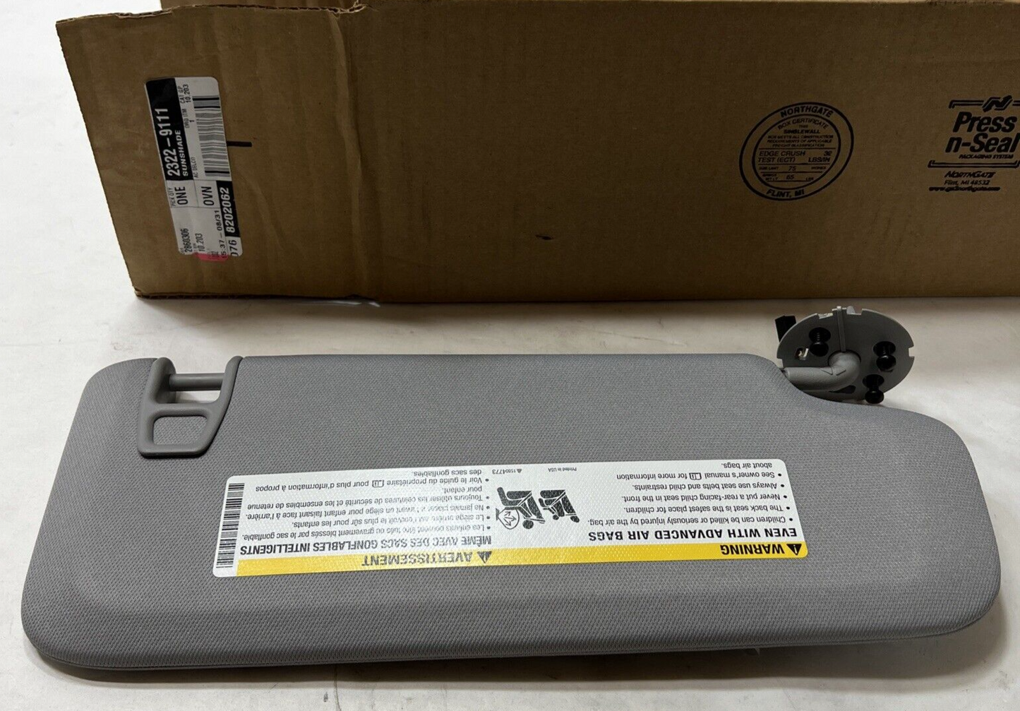 Genuine OEM Genuine General Motors Left Driver Side Sun Visor Gray 23229111