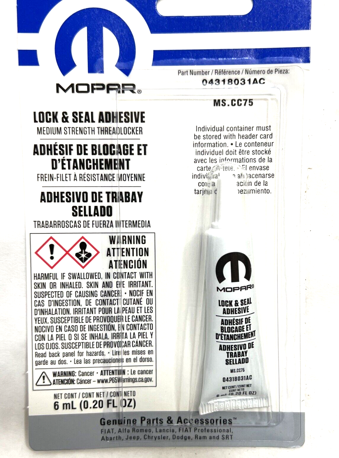 New OEM Genuine Mopar Lock and Seal Adhesive 4318031AC