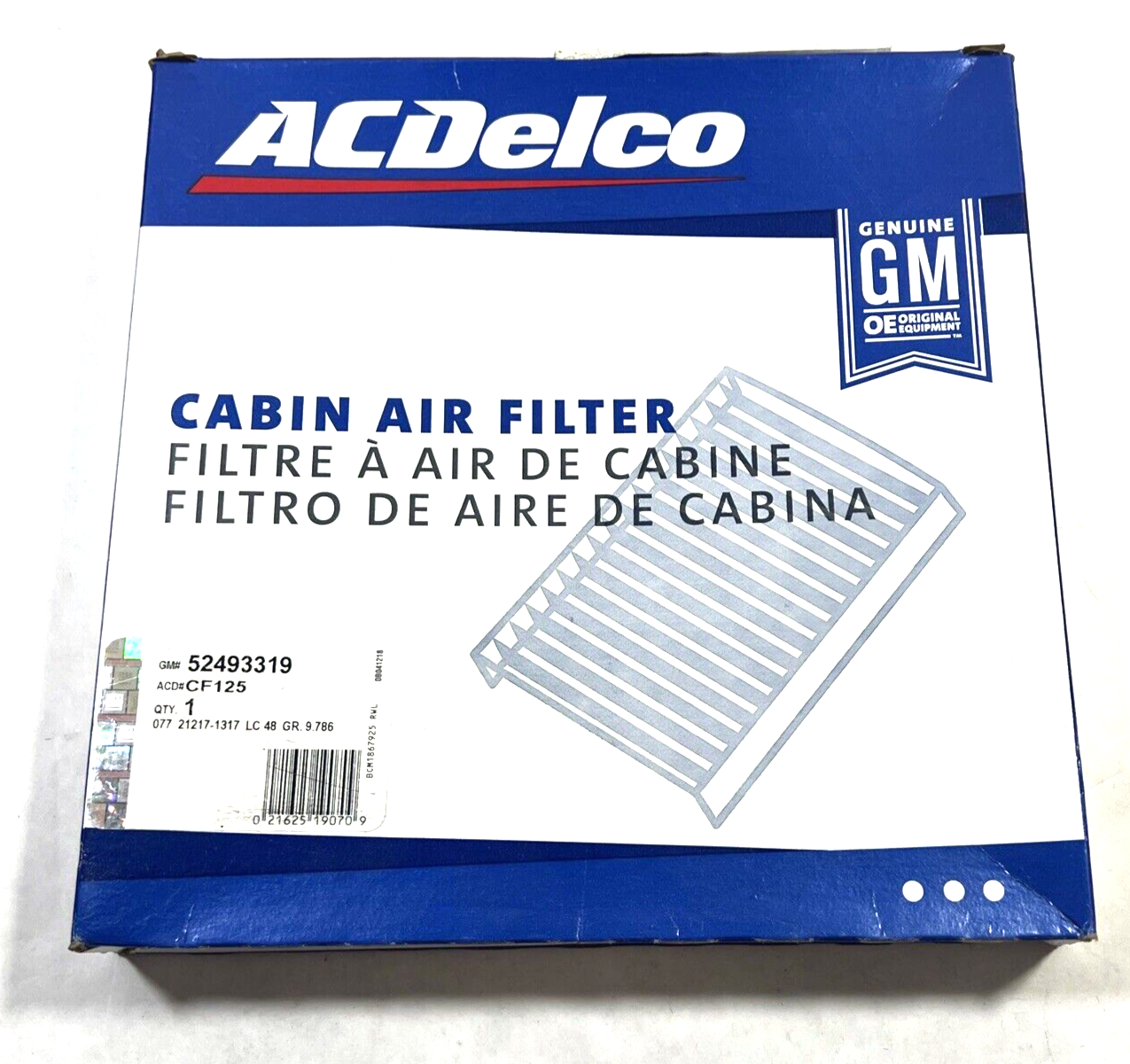 Genuine OEM GM ACDelco Cabin Air Filter 2003-2011 52493319