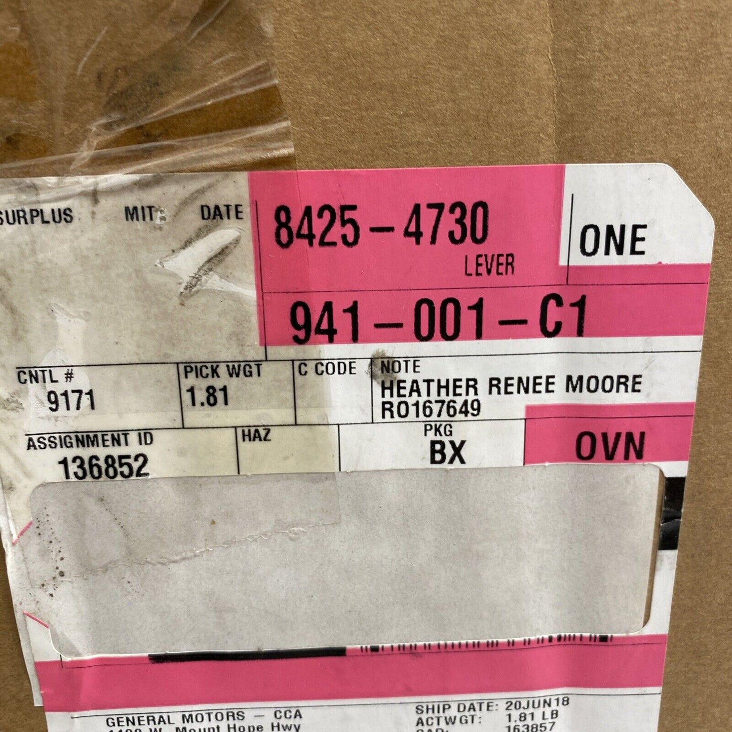 New OEM Genuine GMC Acadia Rear Seat Back Latch Module 2017-2019 84254730