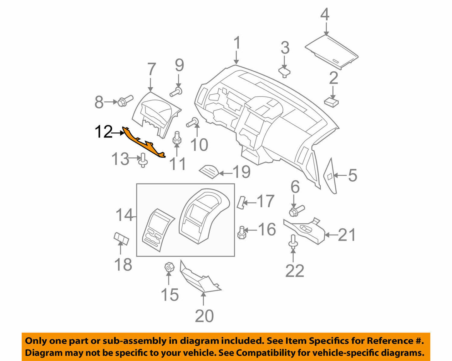 2007-2010 Ford Edge Steering Column Panel Dash Cover New OEM 7T4Z7804459AB