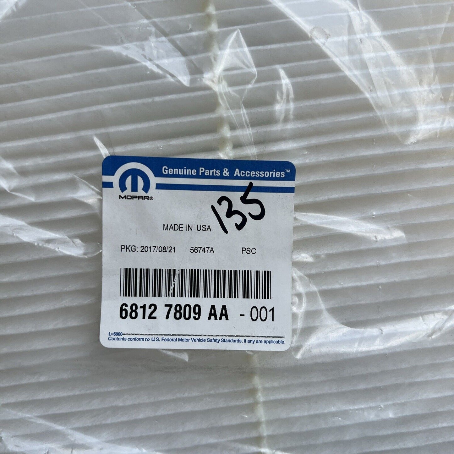 Genuine OEM Mopar Grand Caravan Cabin Air Filter 2011-2020 68127809AB