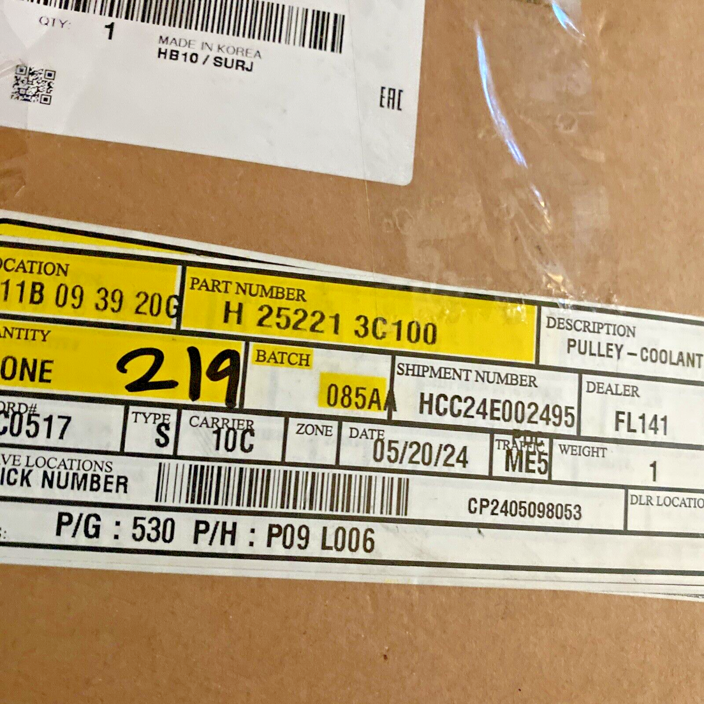 Genuine OEM Hyundai Santa Fe Genesis Engine Water Pump Pulley 06-15 252213C100