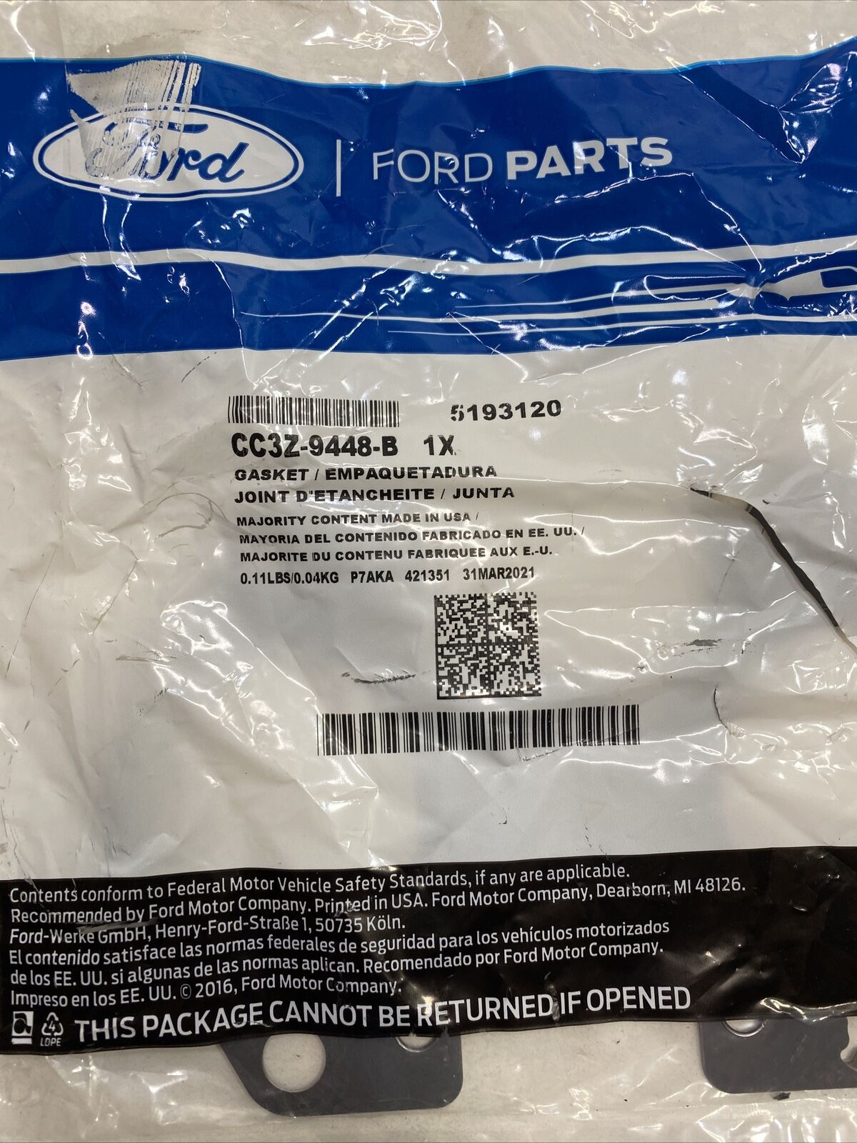 New OEM Genuine Ford Manifold Gasket CC3Z-9448-B