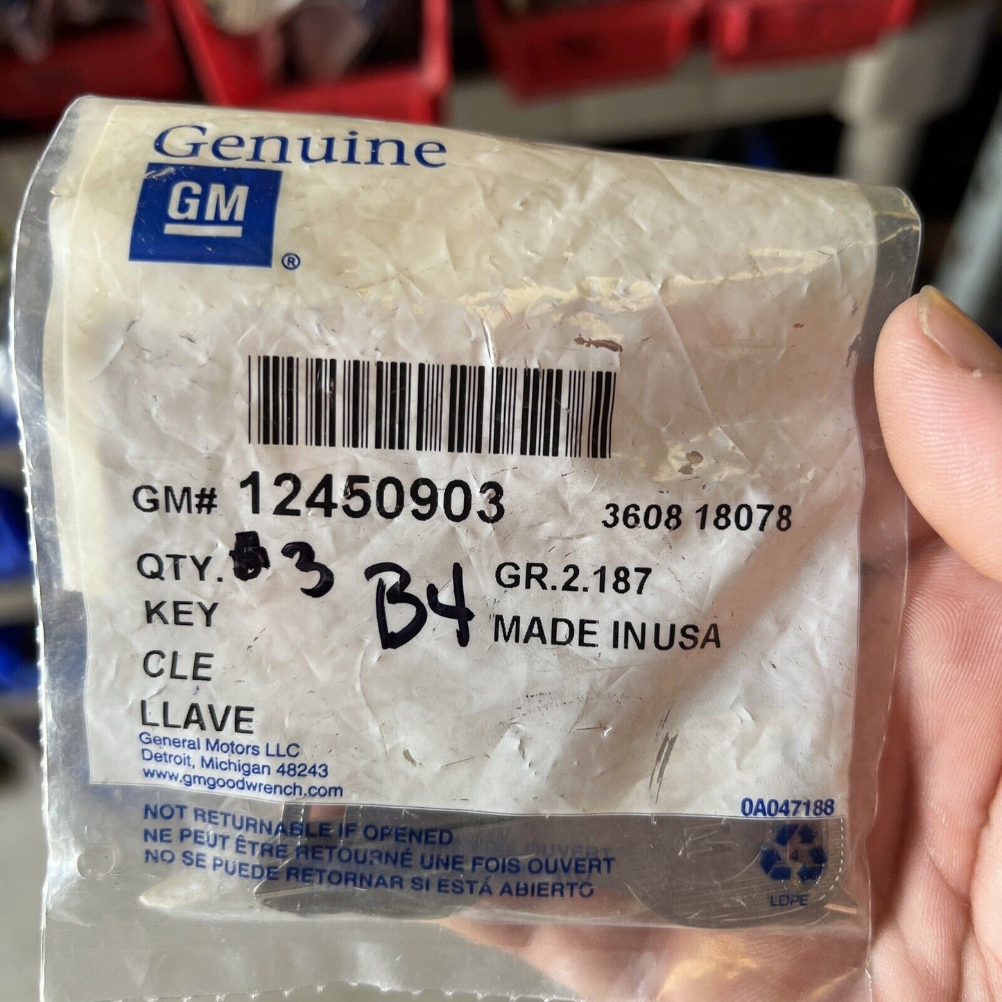 New OEM Genuine GM Door Lock Key *3 Keys 12450903