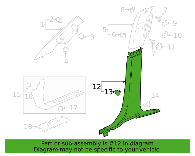 Genuine OEM GM Silverado Sierra Lower Center Pillar Panel Trim Black 84034262