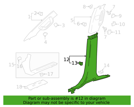 Genuine OEM GM Silverado Sierra Lower Center Pillar Panel Trim Black 84034262