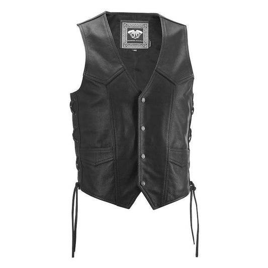 NEW Highway 21 Men's Six Shooter Leather Riding Vest Black S (Small)