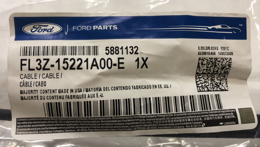 New OEM Genuine Ford Front Inner Door Latch Release Cable FL3Z-15221A00-E