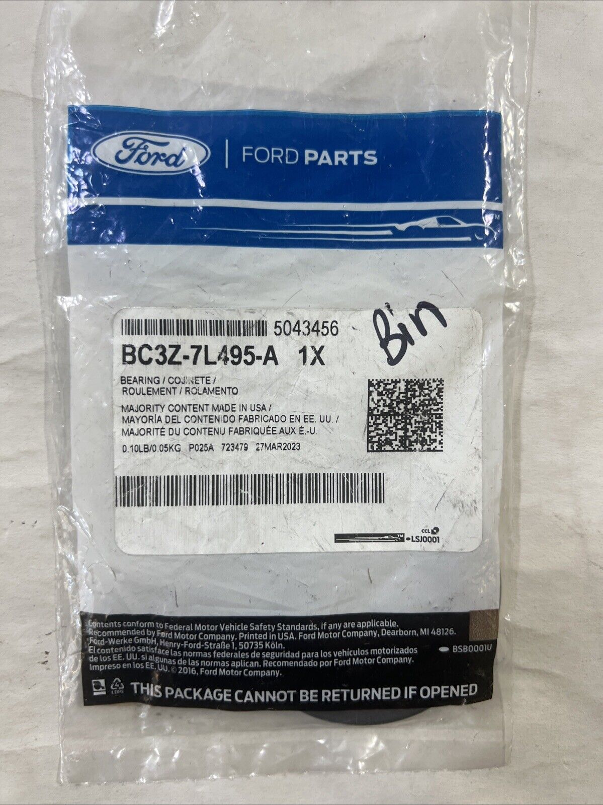 NEW Genuine OEM Ford Shaft Bearing BC3Z-7L495-A