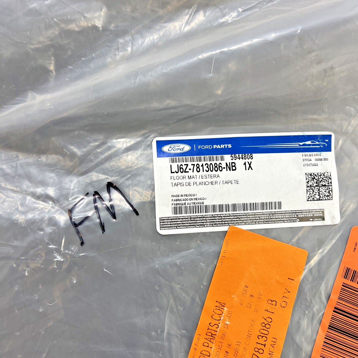 Genuine OEM GM Mat - Floor Contour - Rubber LJ6Z7813086NB