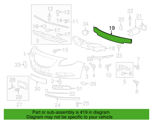 Genuine OEM GM Front Bumper Grille Impact Reinforcement Bar 22865575