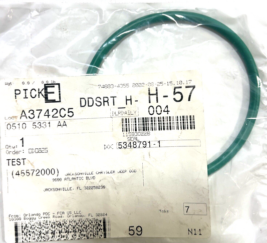 Genuine OEM Mopar Cherokee	Fuel Tank Sending Unit Gasket 2007-2022 5105331AA