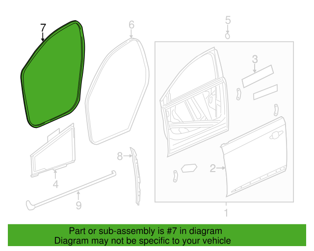 Genuine OEM GM Cadillac XTS Front Side Door Auxiliary Weatherstrip 23142207