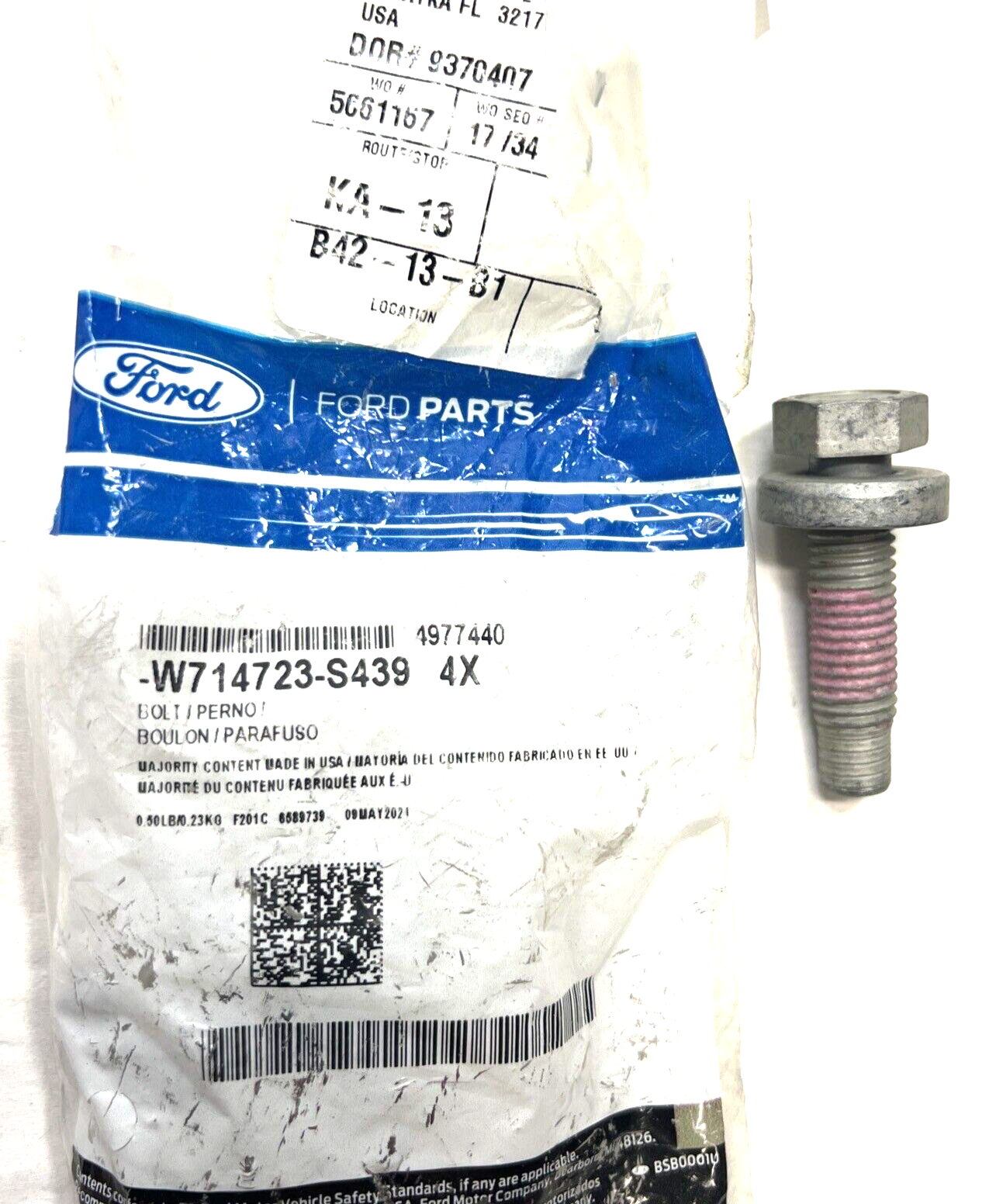 New OEM Genuine Ford Escape 2005-2012 Front Upper Bracket Bolt W714723S439