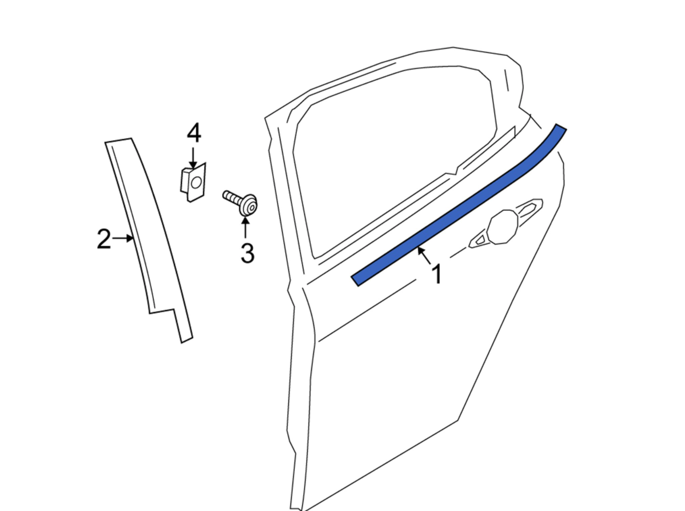 New OEM Alfa Romeo Giulia Rear Door Strip Driver Side Chrome 2017-19 68334834AA