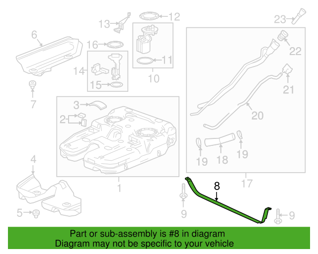 Genuine OEM GM Chevrolet Traverse Fuel Tank Strap 2017 - 2024 84056805