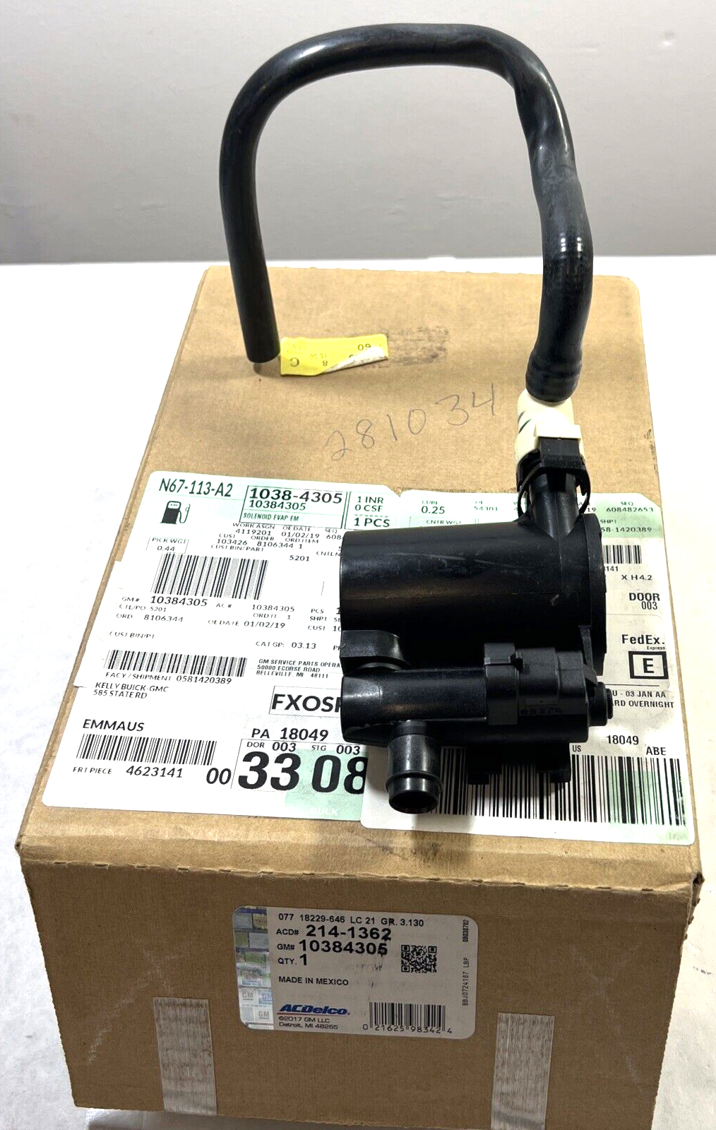 Genuine OEM GM ACDelco Vapor Canister Vent Solenoid 2005-2007 2141362