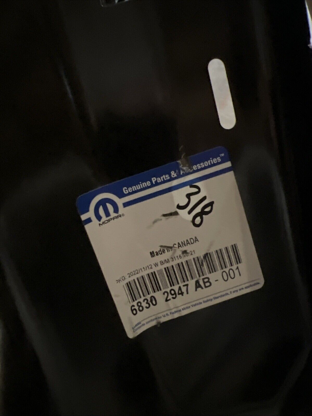 Genuine OEM Mopar Jeep Wrangler Rear Floor Cross-Member 2018-2024 68302947AB